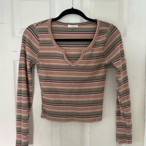Full Tilt Multicolor Striped Ribbed Blouse